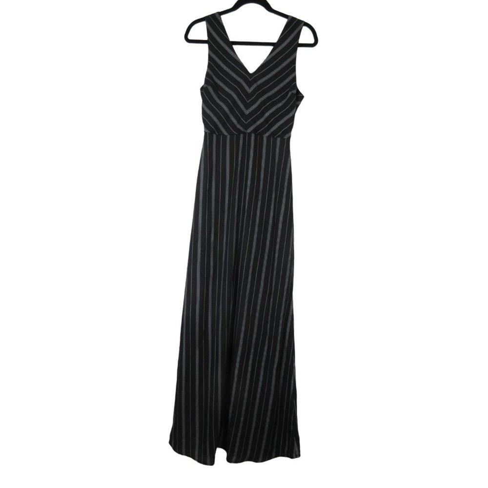 Doe & Rae women's striped v-neck sleeveless tie‎ back maxi dress, M